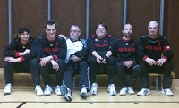 Bild zeigt v.l.n.r.: Tom, Harry, Trainer Erich, Peter, Jürgen und Christian